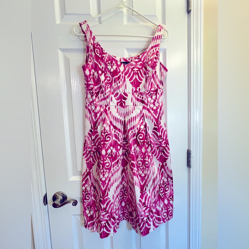 Ladies Perceptions pink and white sleeveless sun dress sz 6